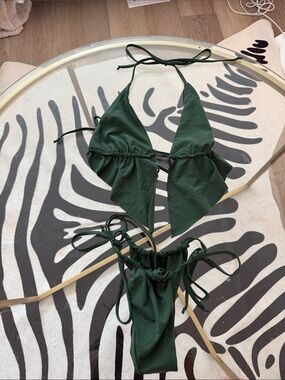 Green Triangle Bikini Top and Bottom Set - Women